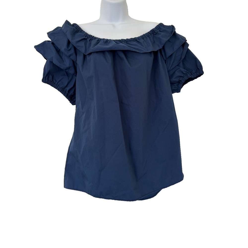 Malco Modes Blouse XL Blue Square Dance Western Rockabilly Pirate Steampunk